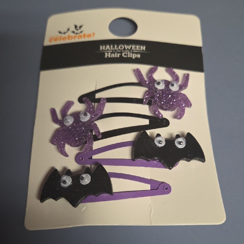 Celebrate Halloween Hair Clips for Kids - Purple and Black